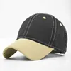 Bollmössor Fashion Vuxen Solid Patchwork Cap Fashion Distressed Denim Hats Baseball Cap Topee Men's Mesh Hats G230201