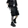 Men's Shorts Multi Pockets Techwear Cargo Shorts With Ribbon Belt Man Harajuku Streetwear Casual Short Pants Goth Hip Hop Punk Shorts For Men G230131