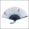 Party Favor Chinese Silk Fabric Folding Fan Women Hand Held Bamboo Fans Japanese Style Wedding Gift Decration Drop Delivery Home Gar Dhxpz