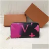 Plånböcker Hight Quality Leather Gradient Zippy Long Women Luxury Bag Sarah Victorine Coin Purse Card Holder Designer Clutch Bags Lady Dhj7s