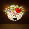 Deckenleuchten 40 cm europäischer Landmorgen Ruhm Tiffany Colored Glass Restaurant Gang Corridor Badezimmerlampe