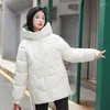 Trench da donna Giacche invernali da donna 2023 Cappotto corto in cotone imbottito ispessito Abbigliamento donna Parka con cappuccio allentato per donna Manteau