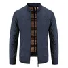 Men's Jackets Men Jacket Cardigan Knitted Sweater Coat Winter Fleece Warm Half High Collar Zipper Solid Casual Fashion Clothing