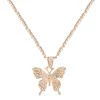 Pendant Necklaces Elegant Sparkly Rhinestone Butterfly Necklace Exquisite Single-layer Claw Chain Crystal Statement Gift For Girl