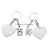 Keychains Lanyards 2st/Set Fashion Diy Sublimation Blank Heart Thermal Transer Designer Keychain Love You for Woman Man Key Ring DHW5G