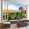 Fonds d'écran Personnalisé Toute Taille Papier Peint Mural 3D À L'extérieur De La Fenêtre Nature Paysage Po Mur Tissu Salon TV Canapé Toile De Fond Décor