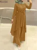 Etnische kleding Zanzea Tweede stuk sets dames outfititeert mode revers nek lange mouw shirt broek moslim brede poot broek islamitische pakken 230131