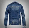 Koreanisch schlanke Fit Jackets Herren Denim Kleidung Outwear Löcher Rippte Schichten Biker Motorrad Windschutz 2023 Hellblau