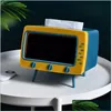 V￤vnadsl￥dor NAPKINS 2 I 1 Retro TV -form Box Desktop Paper Holder Dispenser Storage Serve Case Organizer med mobiltelefon Drop DHB3M