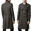 Cappotto da uomo in misto lana misto lana Cappotto invernale da uomo doppio petto Cappotto lungo da lavoro a quadretti Plus Size Caldo formale su misura 230201