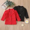 Jackor Toddler Baby Girls Double Breasted Two Button Puff Sleeves Blazer Lapel Suit Jacket Autumn Outwear Coat Clothes 230131