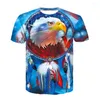 Men's T Shirts Summer Fitness Short-sleeved Exercise T-shirt Muscle Running Training American Flag Print