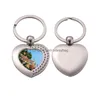 Porte-clés Lanyards Fashion Designer Sublimation Blank Keychain Heart Round Car Key Rings Ouvre-bouteille South American Sier Plaqué Dhihd