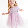 Flickans lilla mavenkläder Rainbow Purple Mesh Princess Girls ES 2023 Wedding Party Dress for Kids Summer 0131