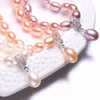 Łańcuchy Dainashi 925 Srebrny naszyjnik z perłowego Perły biały/różowy/fioletowy naturalny słodkowodna woda 6-7/8-9 mm 45 cm o długości 5 cm biżuteria