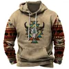 Men's Hoodies Men's Hooded 3d Vintage Cow Print Sweatshirts Fashion Long Sleeve Pullovers Tops Casual Clothing Jacket Coat Oversized