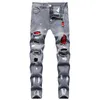 Heren jeans heren streetwear gescheurd patch slanke stijlvolle 3 soorten stijl mannelijke hiphop holes solide casual jogging denim broekbroeken's drak22