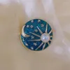 Brosches Muylinda Emalj Pin Art Starry Sky Oil Målning Brooch Badge Rhinestone Pearl Shirt Lapel Buckle Jewelry Gift