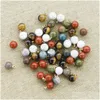 Charms 8Mm 10Mm Pierre Naturelle Mticolor Forme De Boule Or Pour Collier Boucles D'oreilles Pendentif Diy Mode Fabrication De Bijoux Drop Deliver Dhgarden Dhvju