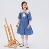 女の子の女の子プレッピースタイルドレスサマーチルドレン新しい綿服の子供パッチワークカジュアルドレス＃6938