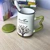 Muggar marknadsföring! Creative 4 Styles Tree Ceramic Cup Water With a Spoon and Lid