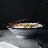 Bowls Japanese Style Sea Wave Hat Creative Large Noodle Bowl Home Retro Ceramic Soup Beef Ramen