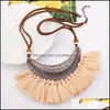 Chokers l￤der Tasselhalsband Big Crescent B￶hmen L￥ng chokeruttalande f￶r kvinnor Design Boho Vintage Wholesale Drop Delivery Jew Otdfn