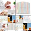 Disposable Cups Straws 100Pcs/Lot Flexible Plastic Sts Striped Mti Colored St 8 Inch Long Drop Delivery Home Garden Kitchen Dining Dhgbu