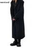 Herr ull blandar Mauroicardi Autumn Winter Long Overized Black Woolen Trench Coat Män axelkuddar Single Breasted Luxury Overcoat 230201