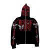 Venda imperdível Strass Skeleton Butterfly Zip Hoodie Grunge Harajuku Feminino Streetwear Zip Up Roupas Grandes Vintage Top Jaqueta Punk