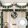 Decorative Flowers 1pcs Dark Green Wire Wreath Rings Frame For Christmas Year Valentines Decoration (20cm)