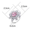 Anneaux de mariage femmes argent plaqué fleur cubique zircon Banquet Couple mode bijoux donner petite amie cadeau d'anniversaire