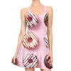 Robes décontractées mode belle robe de fruits Mini impression 3D été femmes Sexy sans manches plissé une pièce robes de plage décontracté