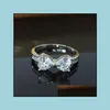 Band Rings Wedding Wholesale Corean Fashion Zirconia Rhinestone Cz Heart Australian Crystal Diamond Ring Drop Drop Dropress Jewelry DHH9O