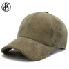 Ball Caps FS 2023 Trendy Army Green Corduroy Baseball Cap voor mannen Women Hoge kwaliteit Solid Color Hip Hop Snapback Caps Bone Trucker Hat G230201