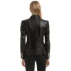 Damen-Jacke aus echtem Leder, echtes Leder, Blazer, Oberbekleidung, eleganter zweireihiger, weicher, schwarzer Sheppskin-Mantel, Jaqueta Feminina 230131