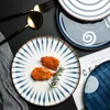 プレート8/10インチの日本風の手描きディナー料理ラウンドデザートプレートパスタステーキセラミックキッチン食器