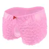 Underpants Men's Boxer Shorts For Sissy Low Rise Sexy Underwear Man U Convex Bulge Lingerie Mesh Lace Cake Bow Panties Gays Cute