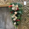 Fiori decorativi 60 cm albero di Natale appeso a testa in giù decorazione della porta casa festa ghirlanda di nozze decorazione della finestra anno artigianale