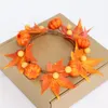Decorative Flowers 6PCS Fall Candle Rings Wreaths Autumn Little Pumpkin Berries Leaves Wreath For Wall Fireplace Xmas Party SP99