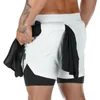 Männer Shorts Doppelschicht Jogger Männer 2 in 1 Kurze Hosen Fitnessstudios Fitness Eingebaute Tasche Bermuda Quick Dry Strand Männliche Jogginghose 230131