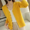 Women's Knits Tees Spring Autumn V-Neck Knitted Cardigan Women's Loose Large Size Thin Sweater All-Match Jacket Pure Color Basic Small Cardigan 230201