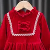 Girl's Cute infant Dress For Baby Girls Clothes Ruffle Lace Velvet Bows princess Dresses Party Kids 1-6 Year Fall Spring Child Clothing 0131