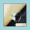 Band Rings Wedding Wholesale Corean Fashion Zirconia Rhinestone Cz Heart Australian Crystal Diamond Ring Drop Drop Dropress Jewelry DHH9O