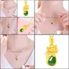 Pendentif Colliers Jade Collier Naturel Vert Calcédoine Mode Charme Bijoux Pour Femmes Hommes Sable Or Drop Livraison Pendentifs Dhr9X