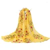 Halsdukar 2023 Fashion Spring/Summer Women Flower Brodery Silk Scarf Shawls Soft Female Wraps Beach Sunscreen Hijab