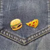 Broches Original mignon gourmand Hamburger Pizza chien oeuf poché série émail épinglettes vêtements métal Badge cadeau pour les amis