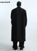 Miscele di lana da uomo Mauroicardi Autunno Inverno lungo oversize caldo morbido trench nero da uomo con spalline allentato casual moda coreana soprabito 230201