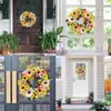 Decorative Flowers Gerbera Wreath Artificial Flower With Leaves Welcome Front Door Hanging Decoration Brightly Coloured Garland#g