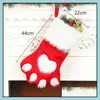 Party Favor Christmas Dog Cat Paw Stocking Hanging Socks Tree Ornament Decor Hosiery Plush Xmas Kdis Gift Candy Bag Drop Delivery Ho Otaod